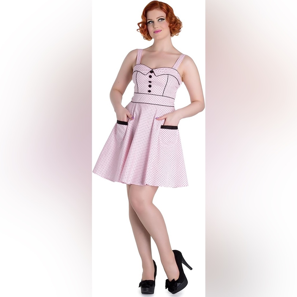 Hell Bunny Pink Polka Dot Dress - Picture 1 of 3